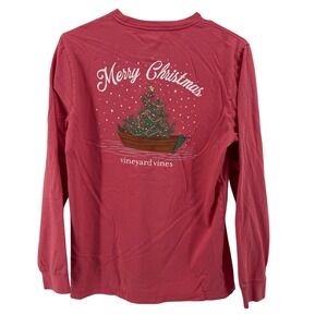 Vineyard Vines Kids Merry Christmas Boat Tree Long Sleeve T Shirt Red XL 18‎